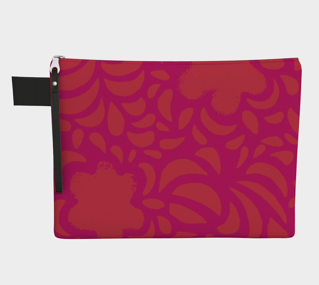 Retro Flowers zipper carry-all in red and yellow preview