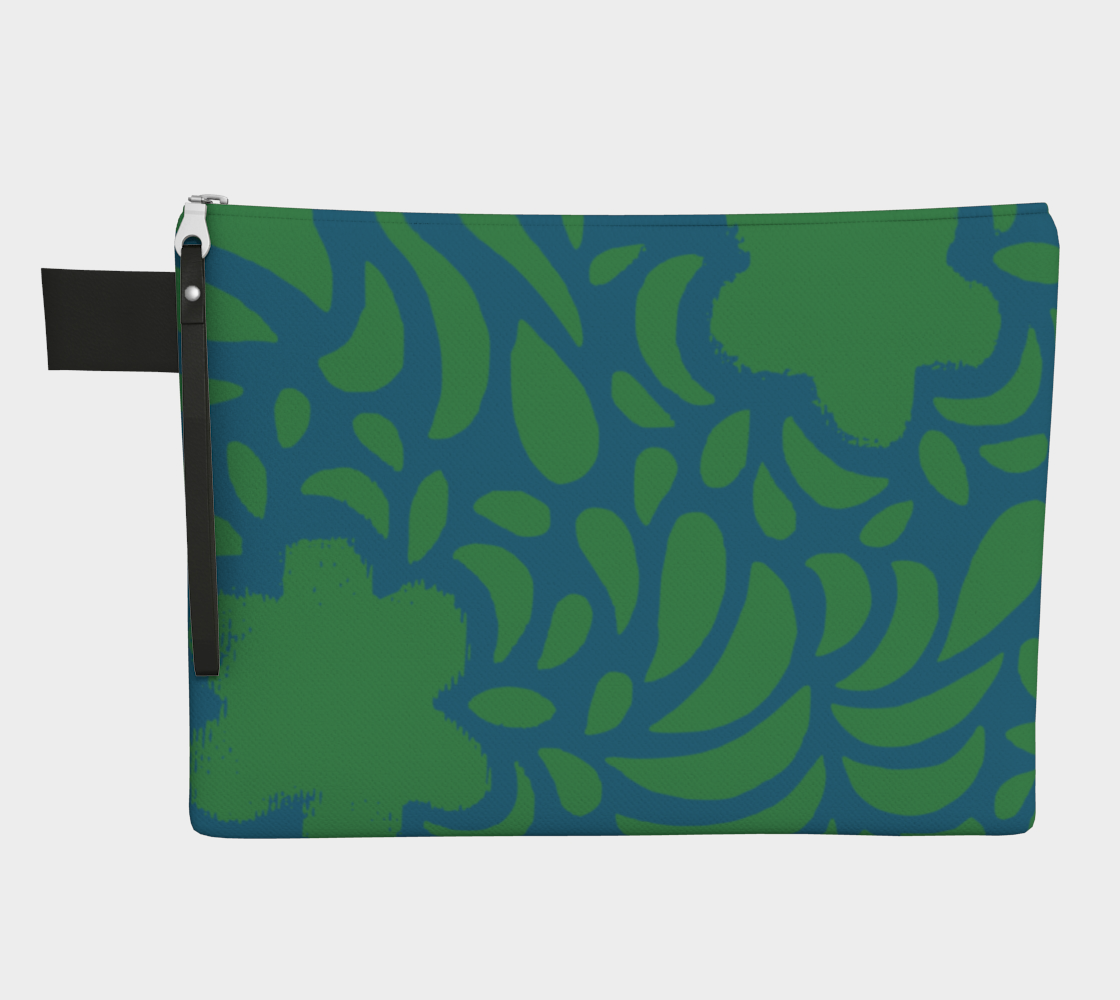 Retro Flowers zipper carry-all in green and orange preview