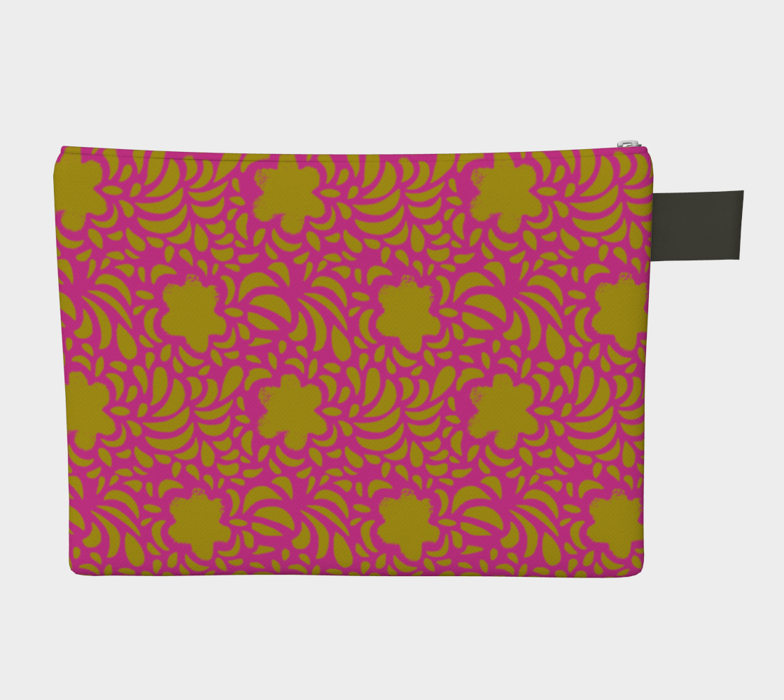 Retro Mini Flowers Zipper Carry-all in pink and yellow preview #2