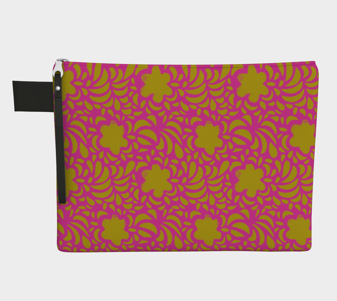 Retro Mini Flowers Zipper Carry-all in pink and yellow preview