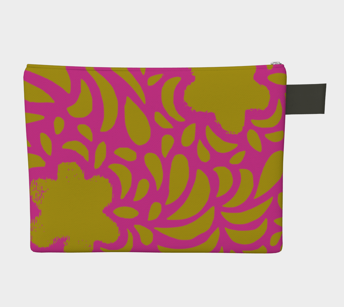 Retro Flowers zipper carry-all in pink and yellow preview #2