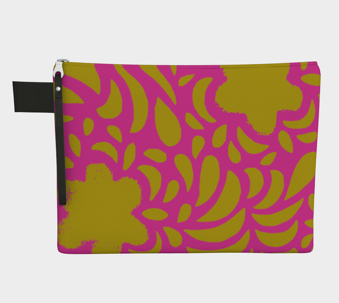Retro Flowers zipper carry-all in pink and yellow preview