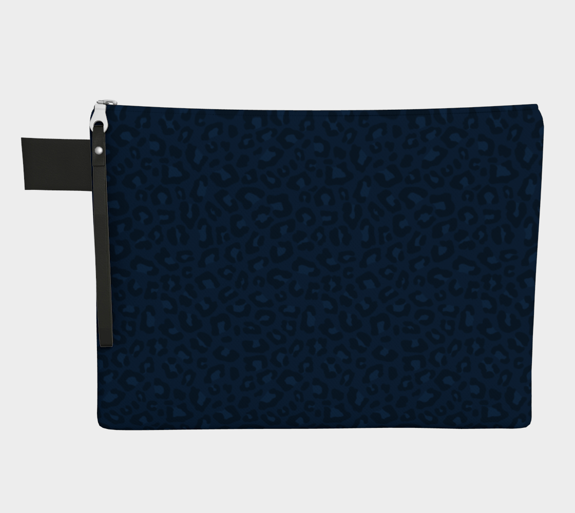 Leopard Print 2.0 - Navy Blue Zipper Carry-All Pouch preview