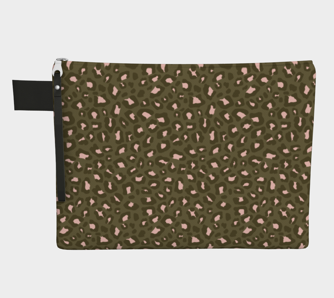 Leopard Print 2.0 - Olive Green Zipper Carry-All Pouch preview