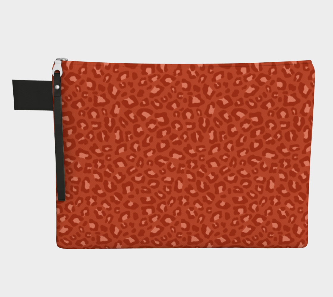 Leopard Print 2.0 - Rust Orange Zipper Carry-All Pouch preview