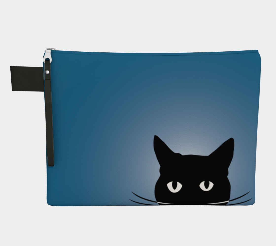 Aperçu de Black Cat on Blue - Zipper Carry-All