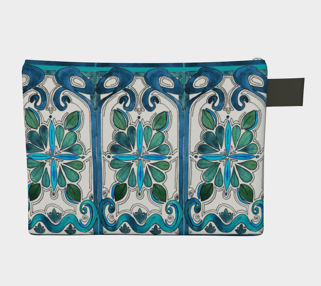 Turquoise Art Nouveau Zipper Carry All preview #2