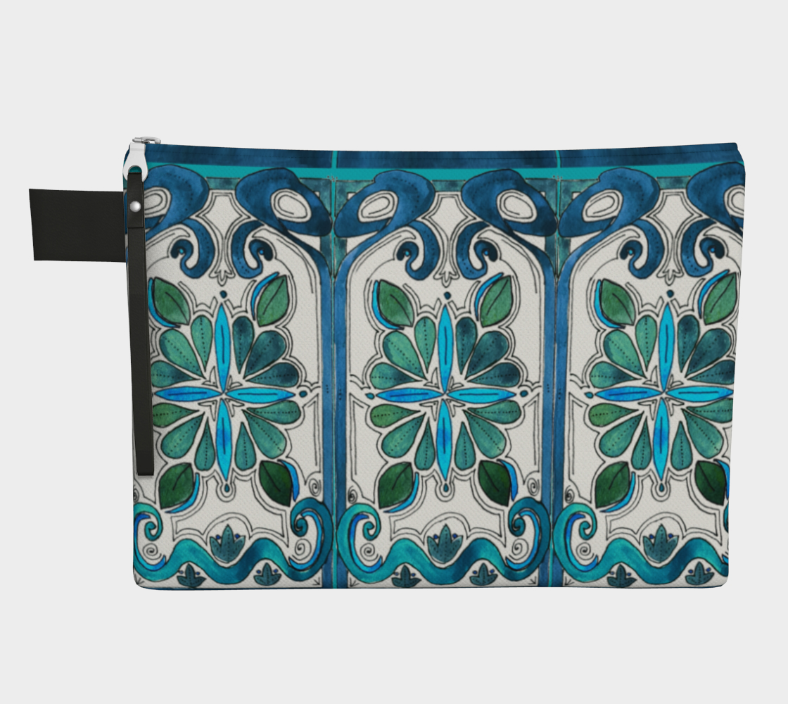 Turquoise Art Nouveau Zipper Carry All thumbnail #2