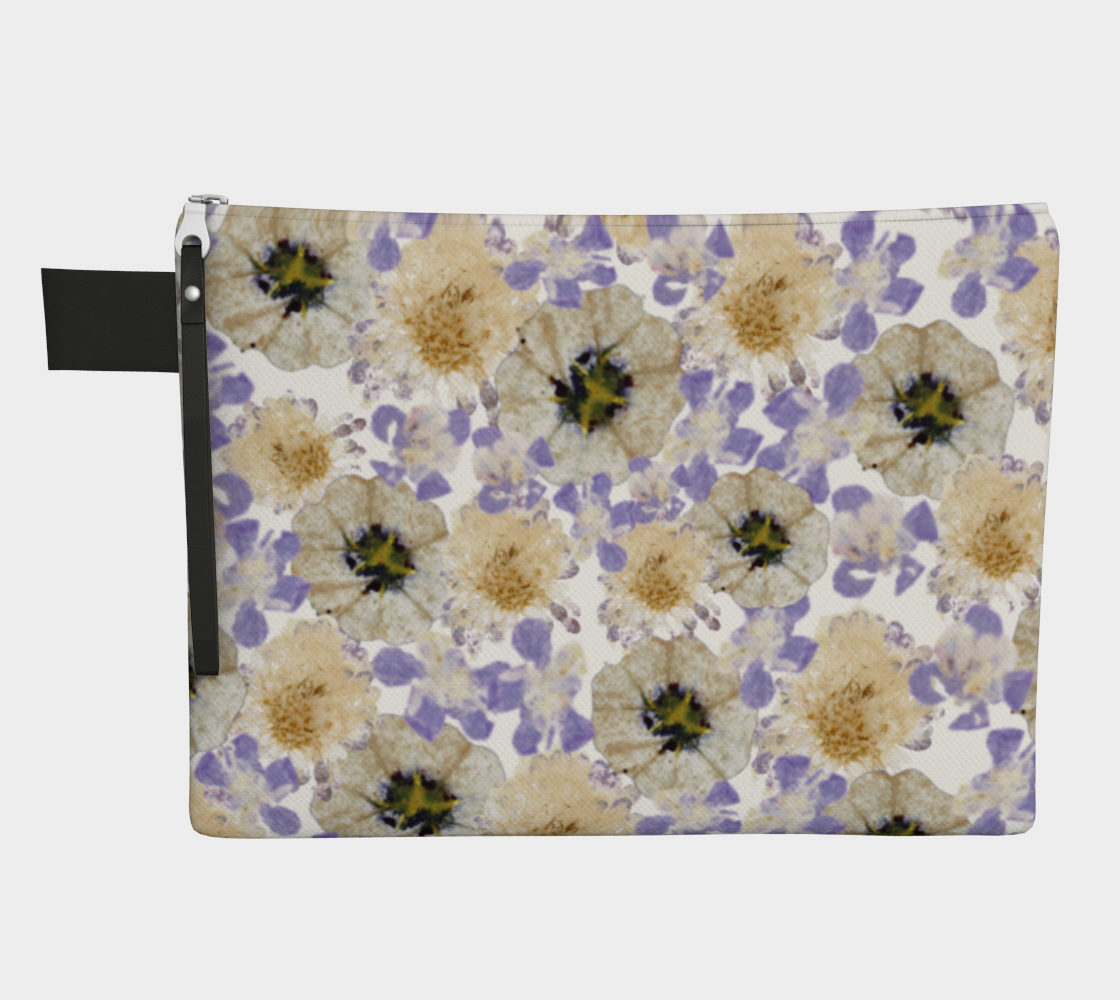 Aperçu de Zipper Carry All * Abstract Floral Makeup Bag * Travel Organizer Pouch * Purple White Petunia Watercolor Impressions Design