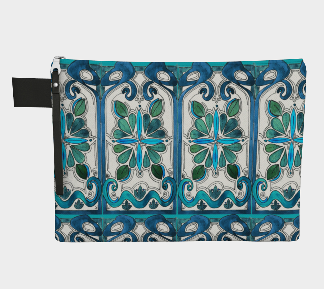 Turquoise Art Nouveau Zipper Carry All preview