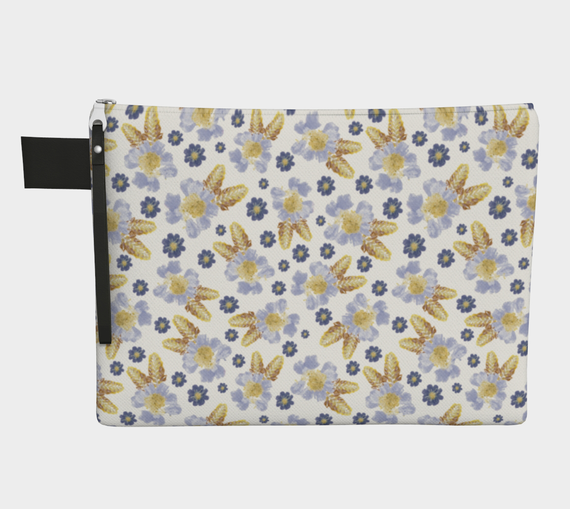 Zipper Carry All * Abstract Floral Makeup Bag * Travel Organizer Pouch * Blue Cosmos Crocosmia Watercolor Impressions Design preview