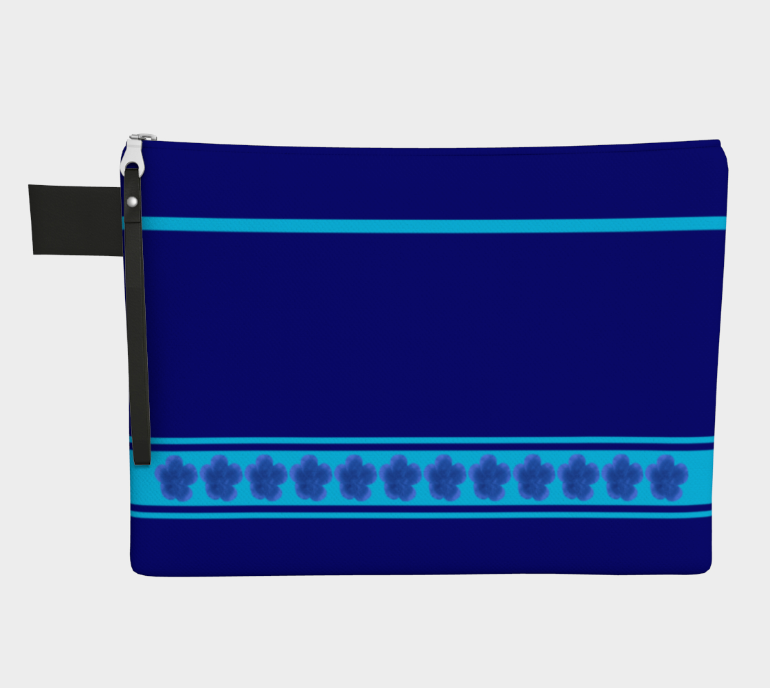 Aperçu de Blue flowers and minimal light blue stripes zipper carry-all