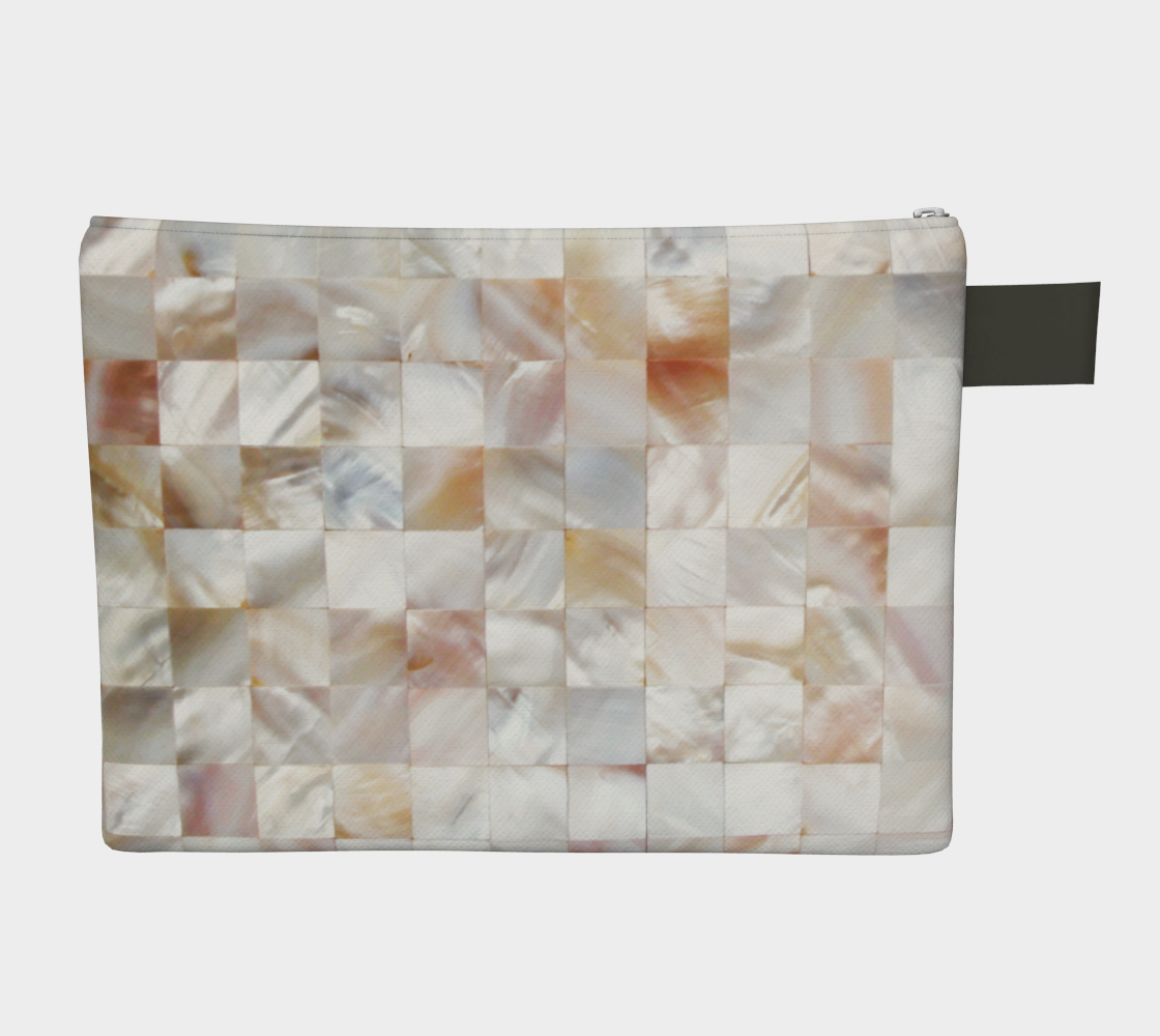 Mother of Pearl, Exotic Tiles Photography, Neutral Minimal Geometrical Graphic Design Zipper Carry-All Miniature #3