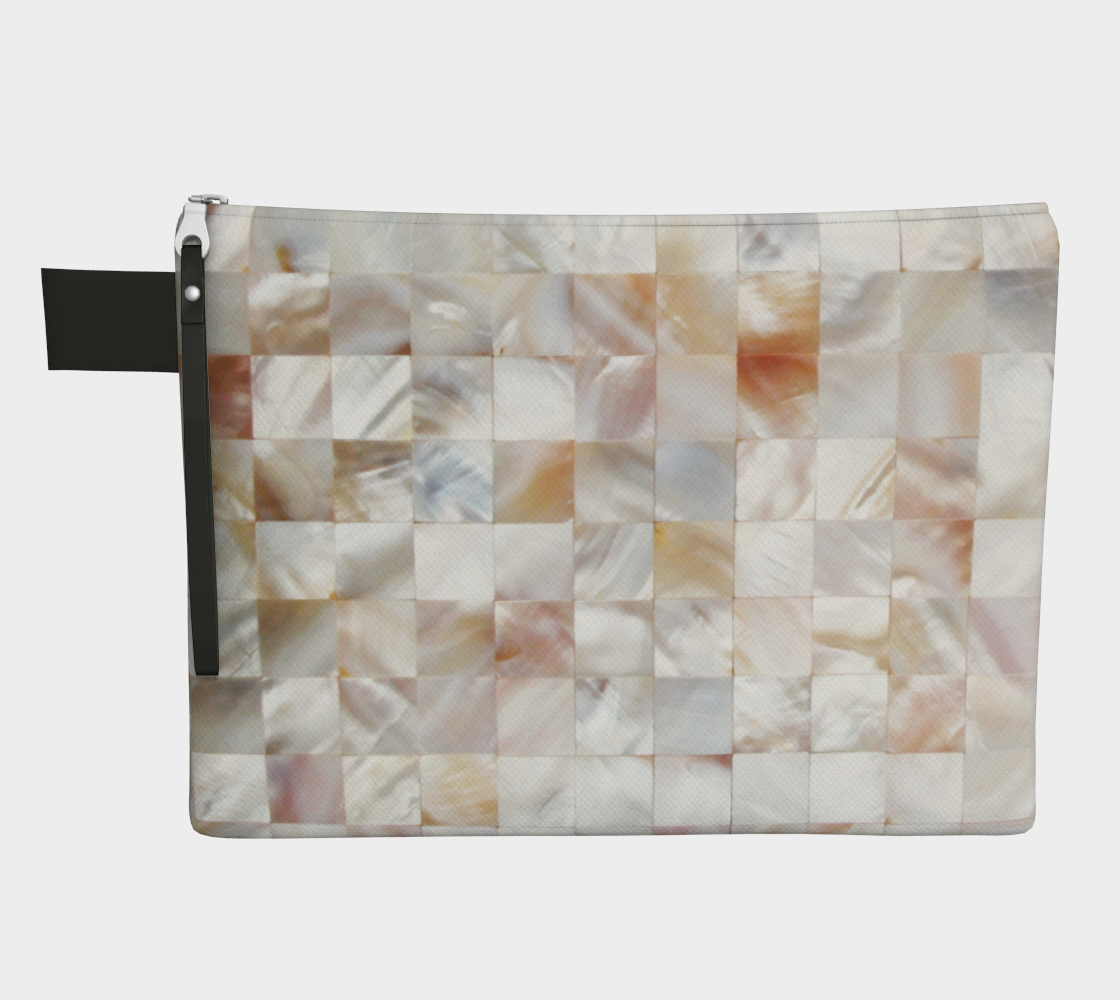 Aperçu de Mother of Pearl, Exotic Tiles Photography, Neutral Minimal Geometrical Graphic Design Zipper Carry-All