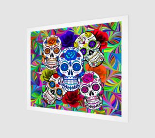 Aperçu de Sugar Skulls Circular Colorful Geometric Abstract Art Print