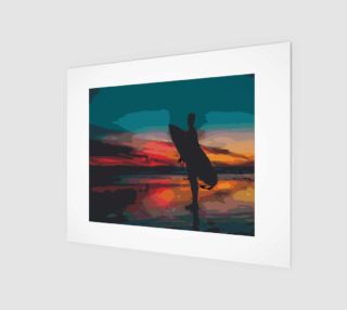 Beach Surfer Sunset Watercolor By Gypsea preview