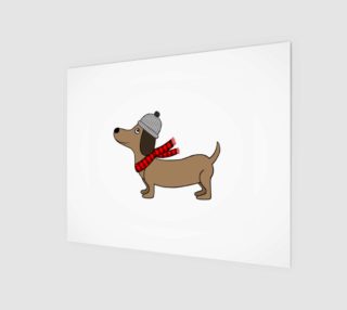 Aperçu de Dachshund Through the Snow 10"x8" Canvas