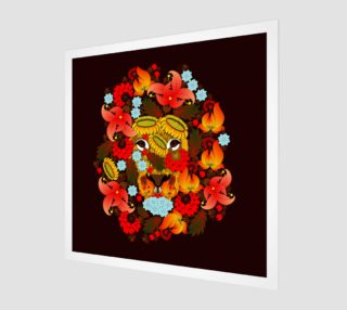 Lion , which consists of the flowers on a black background. Petrikovskaya painting, Ukrainian painting preview