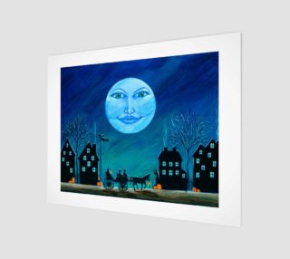 Halloween moon face art print preview