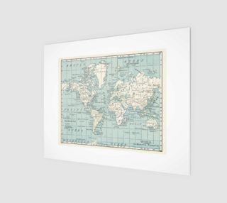 Blue and Cream World Map Poster preview
