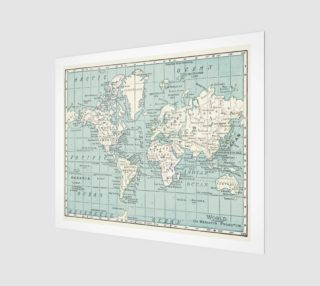Blue and Cream World Map Poster Large preview