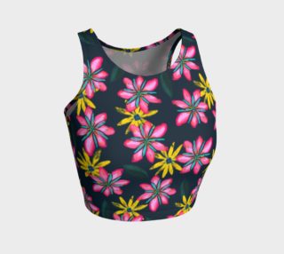 Aperçu de Flower Splash on Dark Teal - Athletic Crop Top