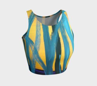 Abstract Trees in Blue and Yellow Crop Top preview