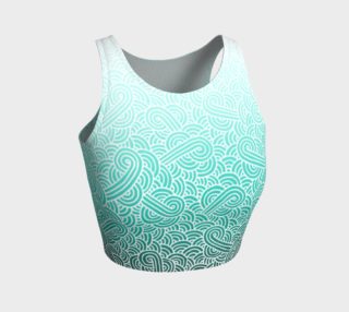 Ombre turquoise blue and white swirls doodles Athletic Crop Top preview