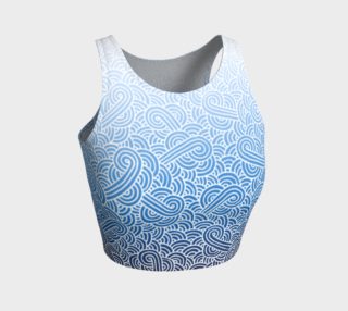 Ombre blue and white swirls doodles Athletic Crop Top preview