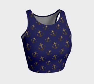 Yellow Gold sparkles Anchor pattern Navy blue preview