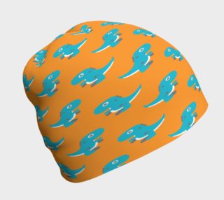 Teal Dinosaurs on Orange Beanie preview