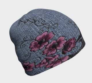 Floral Embroidered Denim Beanie preview