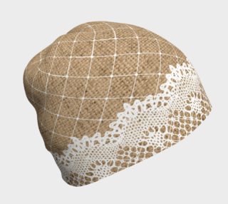 White Lace With Lattice Over Burlap Beanie preview
