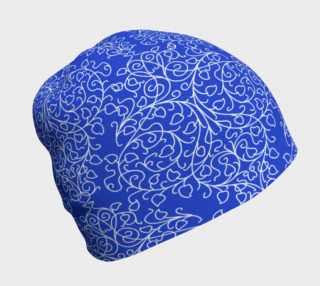 Blue on Blue Damask Beanie Hat preview