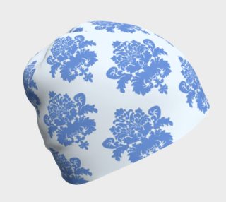 Blue Damask on Light Blue Beanie Hat preview