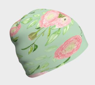 Pink Flowers On Mint Beanie preview