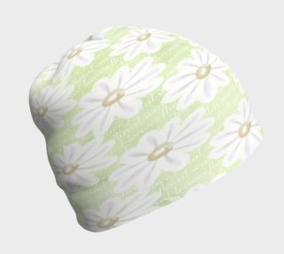 White Flowers On Green Beanie preview