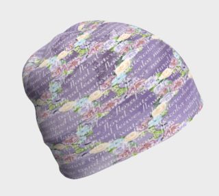 Floral Medallions On Purple Script Beanie  preview