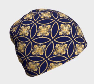 Ornate Gold And Blue Print Beanie preview
