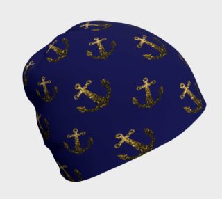 Aperçu de Yellow Gold sparkles Anchor pattern Navy blue