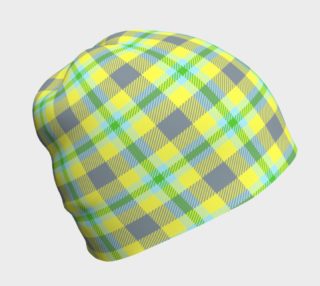 Yellow, Light Blue, & Green Plaid Beanie preview