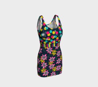 Aperçu de Celestial Flower Stripes on Dark Teal - Bodycon Dress