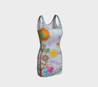 Denim Peace Love Hope Print Fitted Dress preview
