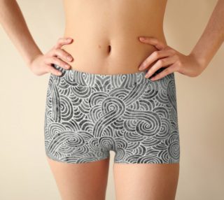 Grey and white swirls doodles Boyshort preview