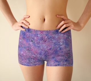 Purple and faux silver swirls doodles Boyshort preview