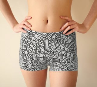 Black and white swirls doodles Boyshort preview