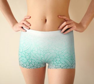 Gradient teal blue and white swirls doodles Boyshort preview