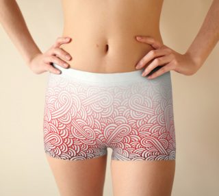 Gradient red and white swirls doodles Boyshort preview