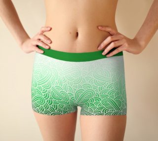 Ombré green and white swirls doodles Boyshort preview