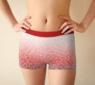 Ombré red and white swirls doodles Boyshort preview